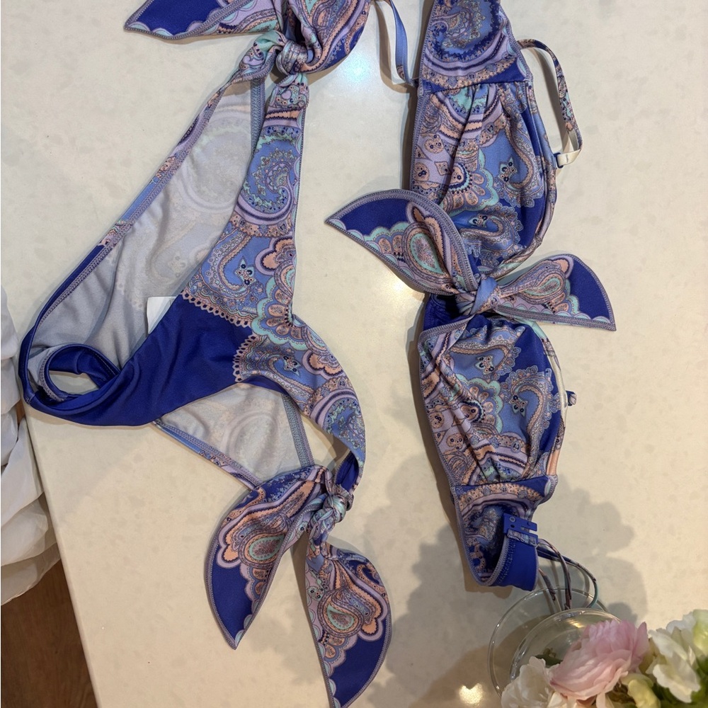 Zimmerman Paisley Print Bikini Set - Blue and Purple